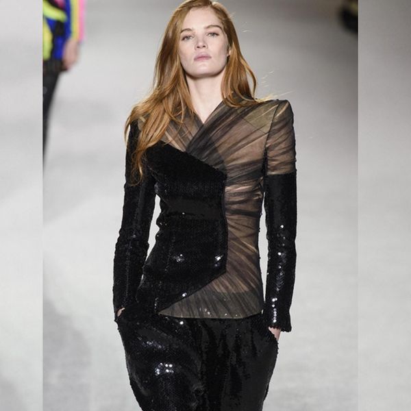 

new arrival balck long sleeve mesh sequin fashion jumpsuit two 2 pieces zipper 2019 hollow out celebrity evening party jumpsuits, Black;white