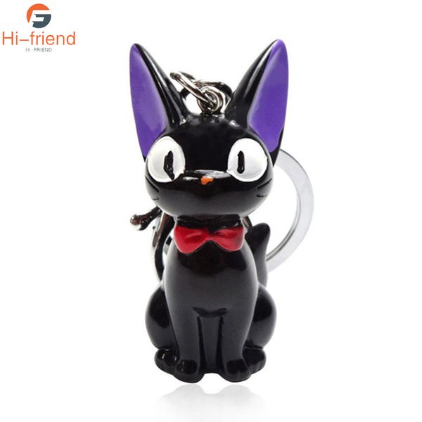 

miyazaki anime kiki's delivery service keychain cute witch cat jiji figures keyring my neighbor totoro key chain kids gift, Silver