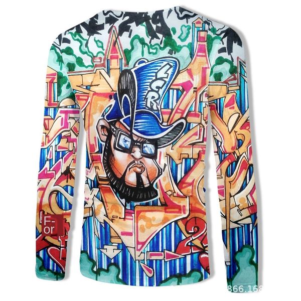 

mens designer classic long sleeve 3d printing, White;black