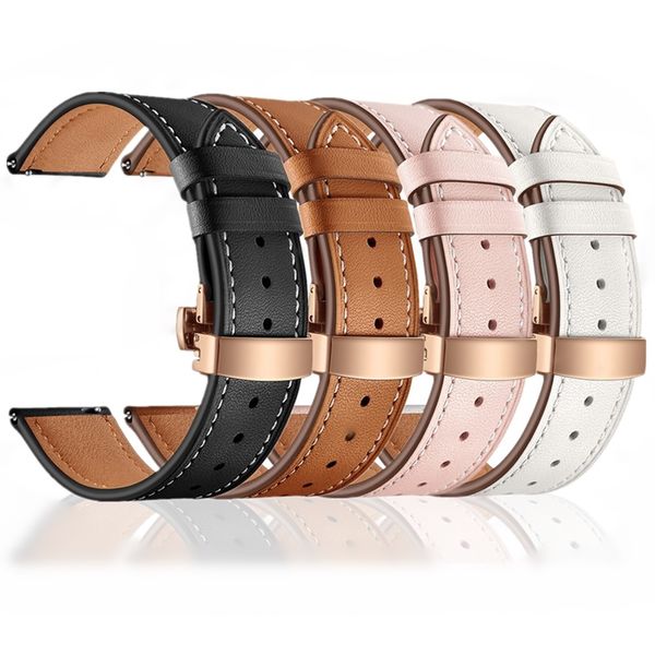 

22mm universal wrist band for huawei watch gt leather strap for samsung gear s3/galaxy watch 46mm stainless steel buckle clasp, Black;brown