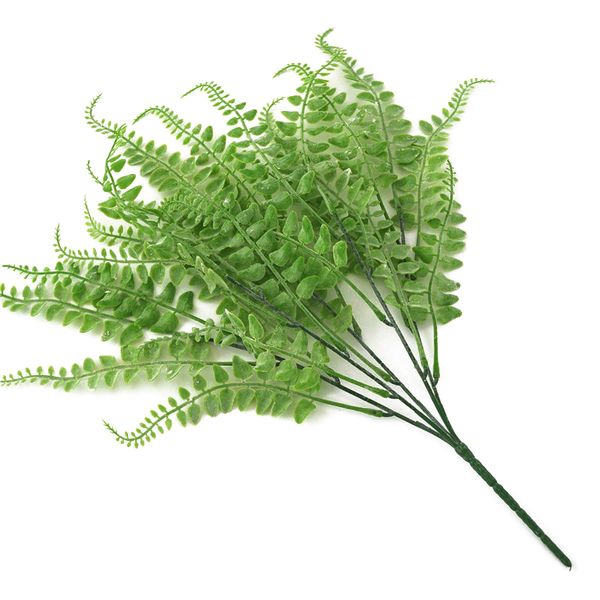 

5 forks simulation green fern grass persian leaf artificial plastic fake leaves wall hanging plant bonsai home garden decoration