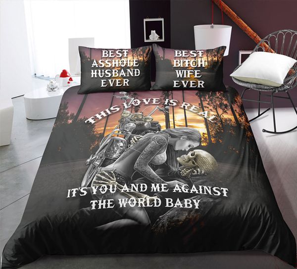 Hot Selling Bedding Set King Romantic Skeleton And Beauty 3d Printed Duvet Cover King Queen Twin Single Double Bed Cover With Pillowcase Comforters