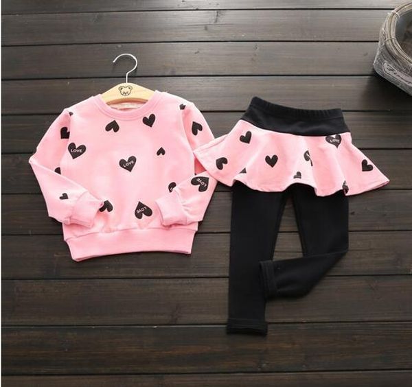 

toddler girls clothes kids autumn winter t-shirt+pants christmas clothes girls printed outfits sport suit children clothing set, White