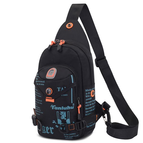 

outdoor hiking travel bags men's messenger bag shoulder waterproof oxford chest bags crossbody man headphone hole tactical bag