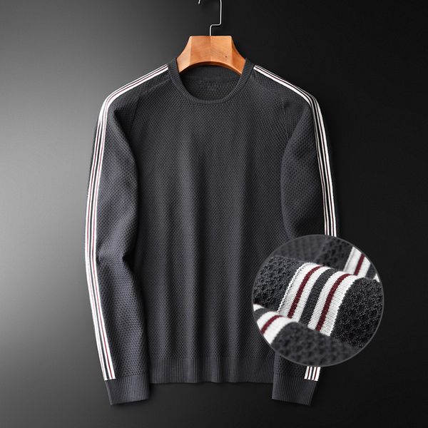 

minglu sweater men autumn and winter new raglan sleeve grey sweater male hight quality round collar pullovers mens sweaters, White;black