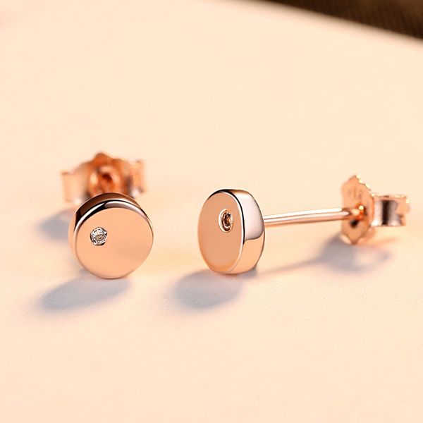 

baffin simple fashion round stud earrings gold color real 925 sterling silver jewelry white zircon earrings for women wedding, Golden;silver