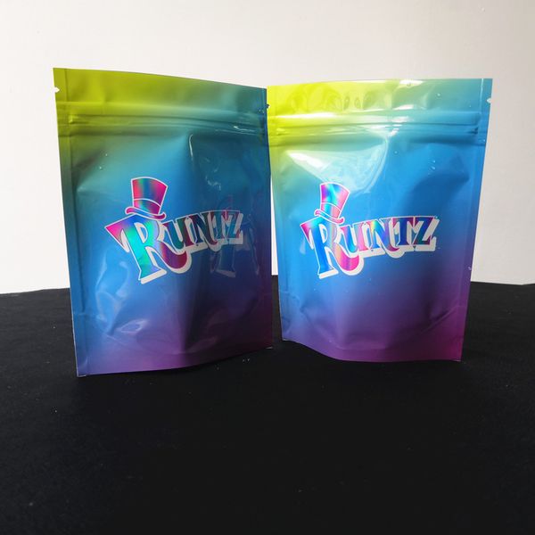 

selling colorful runtz stand up pouch smell proof bags with black hat bags to contain dry flowers