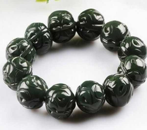 

мужчины и женщины модели круглый шарик нефрит браслеты натуральный hetian нефрит синьцзян сапфир резьба орех браслеты, Black