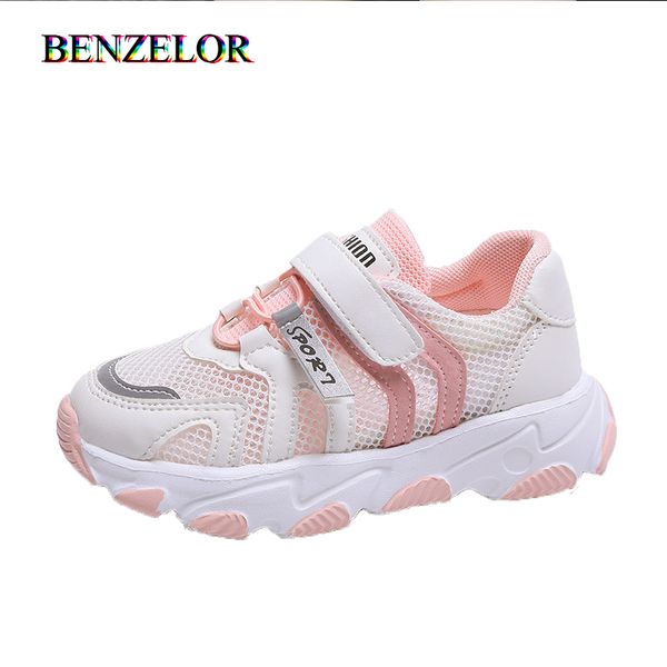 

benzelor sport childre кроссовки сетка детская обувь для девочек-подростков повседневная студенческая мягкая дышащая светящаяся беговая мода, Black
