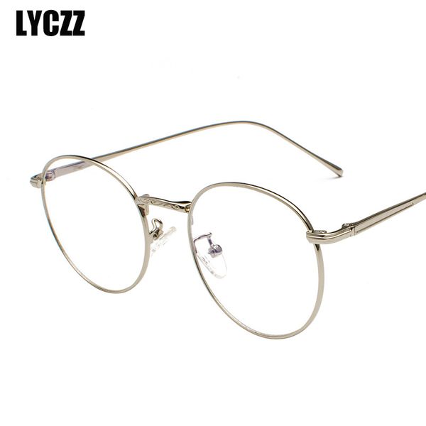 

lyczz myopia clear lens men women vintage eyeglass frame eyewear round spectacles optical fashion metal lentes opticos mujer tag, Black