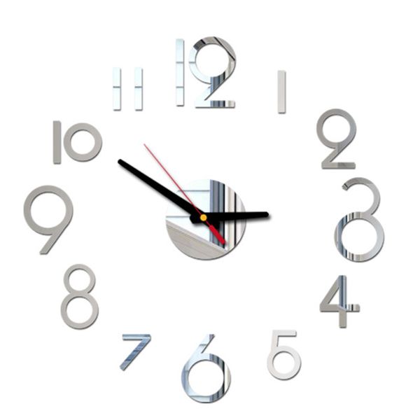 

gifts simple convenient for home battery operated wall clock modern silent decorative bedroom acrylic mirror large full digital