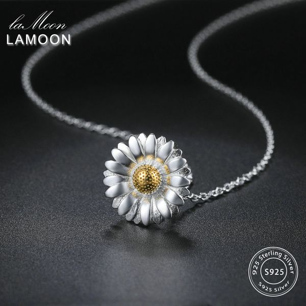 

lamoon 2018 new 2-colors daisy flower s925 pendant necklace 925-sterling-silver fine jewelry for women wedding lmny054