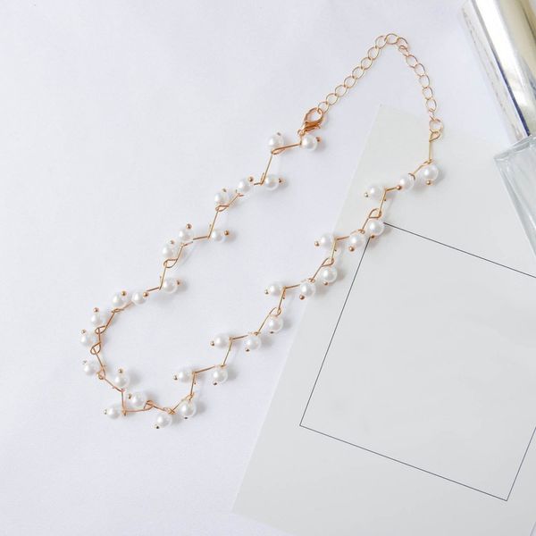 

korean edition fashion short pearl necklace women new pattern clavicle chain accessories jewelry necklace, Silver