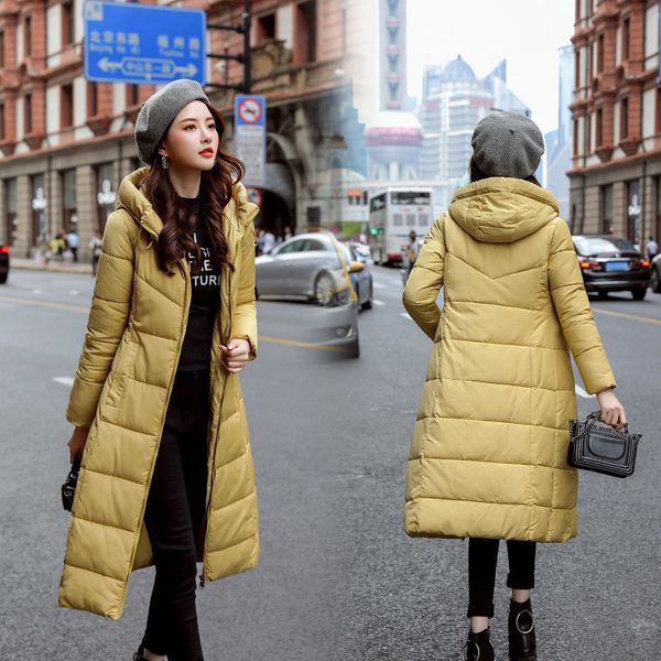 

woman 2019 cotton-padded clothes woman long fund overknee winter back season down cotton thickening loose coat tide, Black