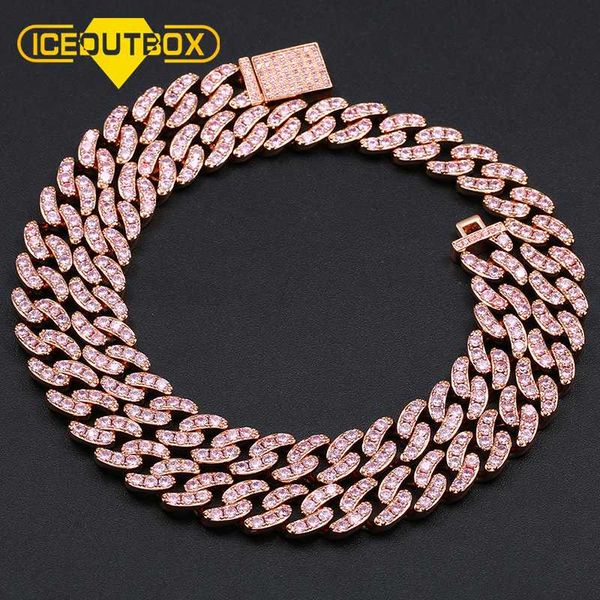 

iceoutbox 8mm iced out miami cuban link chain bling crystal for women men hip hop jewelry gold silver rose gold color dropship