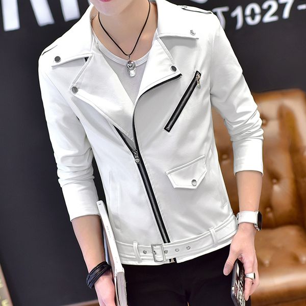 

2020 youth leather man cultivate one's morality handsome spring new motorcycle leather jackets trend, Black