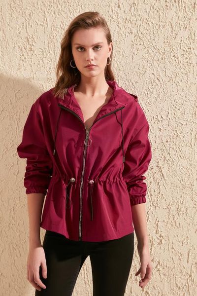 

trendyol hooded articulated shirred zipper it should cover coats twoss20mo0031, Black;brown