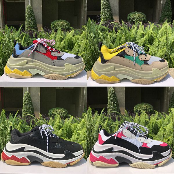 

2019 grey red blue luxury triple s designer low old dad sneaker combination soles boots mens womens fashion casual shoes