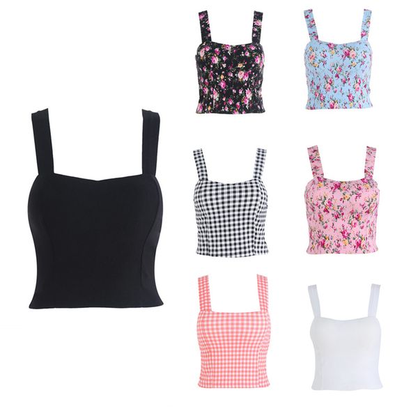 

floral crop women camisole dill tank female cropped feminino short vest f42f, White