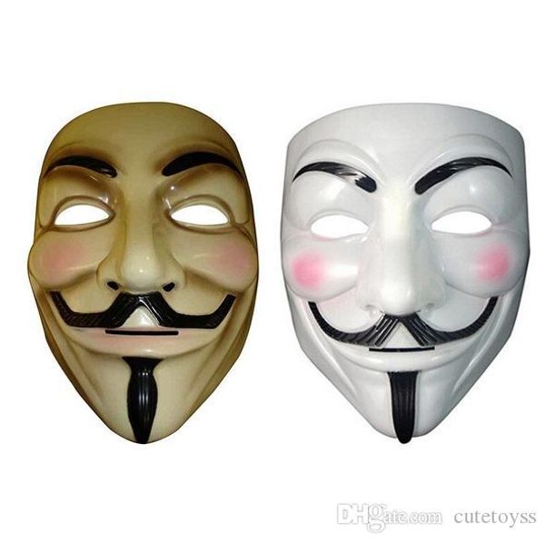 

nice gift vendetta mask anonymous mask of guy fawkes halloween fancy dress costume white yellow 2 colors