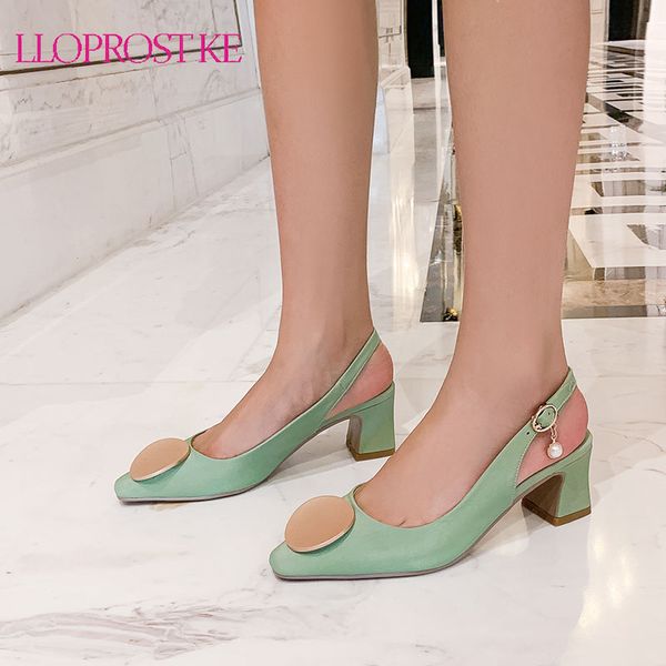 

lloprost ke 2020 new arrive women pumps buckle metal decoration spring summer single shoes fashion high heels dress shoes woman, Black
