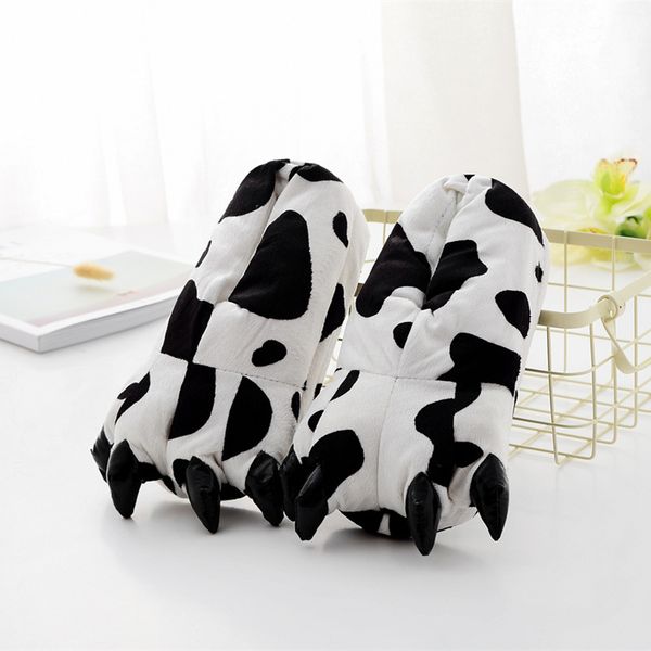 

animal claw paw plush slippers for women home winter cosplay shoe warm sleepwear cartoon anime shoes plus size, Blue;gray