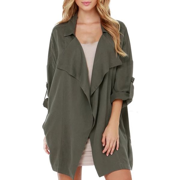 

women autumn winter new wild slim long cardigan women clothes sweater coat long sleeve coat windbreaker*, Tan;black