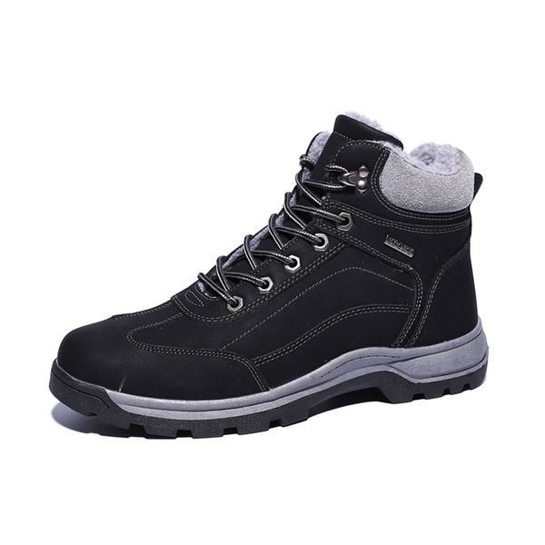 

winter snow boots men shoes 2019 lace-up anti-slip solid sneakers men boots casual shoes ankle zapatos de hombre, Black