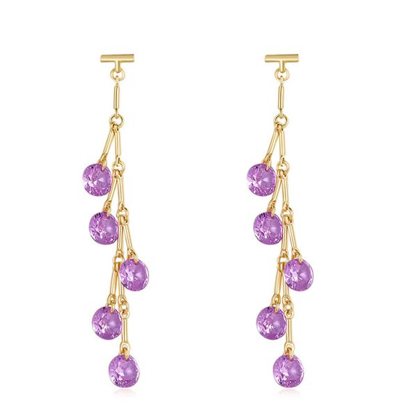 

fashion sweet lady crystal zircon plating gold silver studs simple temperament earrings leaf earrings long tassel jewelry gift, Golden;silver