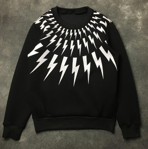 

luxury hoodie sweatshirt hip hop fashion black white lightning printing hoodies men women designer hoodie long sleeve size s-xxl