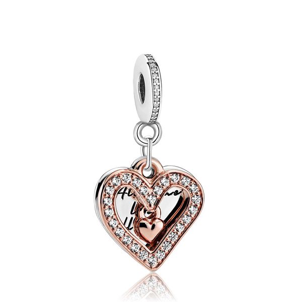 

новый 2020 розовое золото серебряный сплав подвески бусины для necklacebracelet шарм сердце свободные бусины для diy изготовления ювелирных, Black