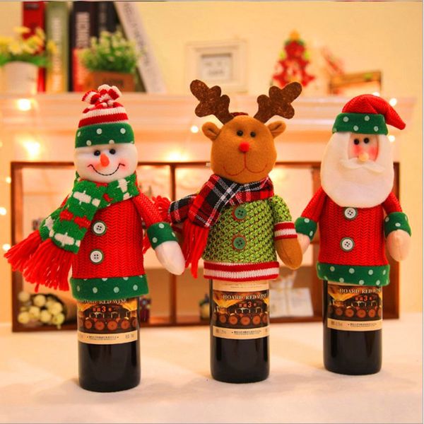 

2019 new year merry christmas home decoration accessories christmas gifts doll wine bottle set cover decorations navidad natal