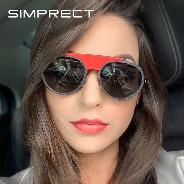 

simprect 2020 steampunk sunglasses women men gothic punk black round metal sun glasses retro vintage fashion brand sunglass, White;black