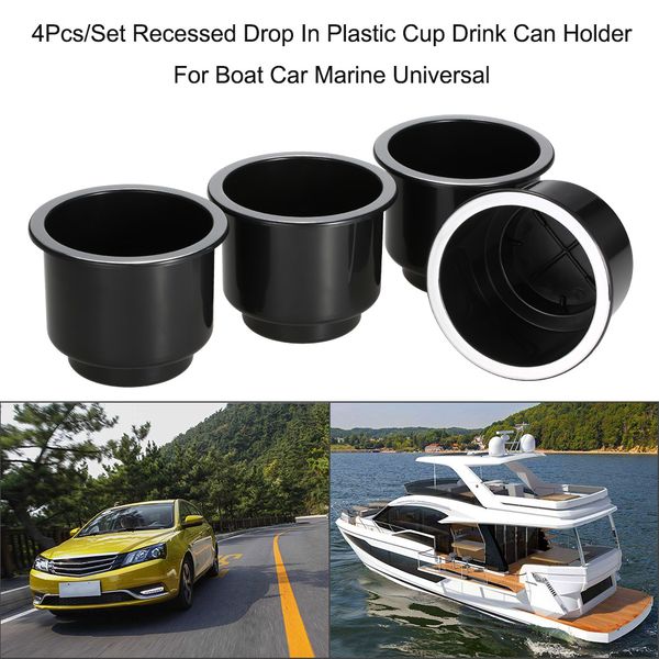 

kkmoon universal 4pcs/set auto car recessed drop in plastic cup drink can holder storage organizer box accessories