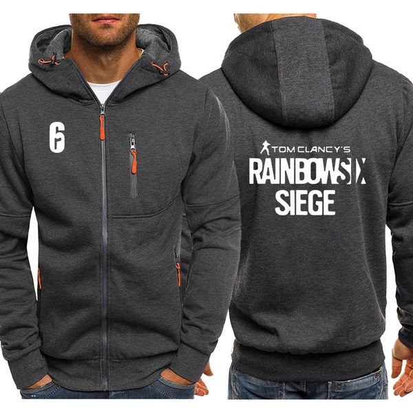 

rainbow six siege sweatshirt hoodies men hoody spring autumn fleece wram zipper jacket hoodie hip hop harajuku male clothing, Black