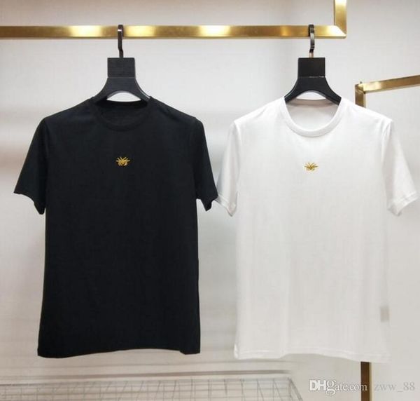 

19ss summer new high-end men's brand t-shirt fashion short sleeve contracted bees fashion t shirt men's tees m-3xl big size, White;black