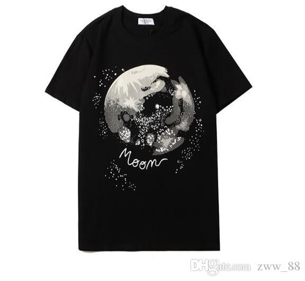 

2019 luxury new fashion designer clothes europe italy moon tshirt men women t shirt casual cotton tee top, White;black