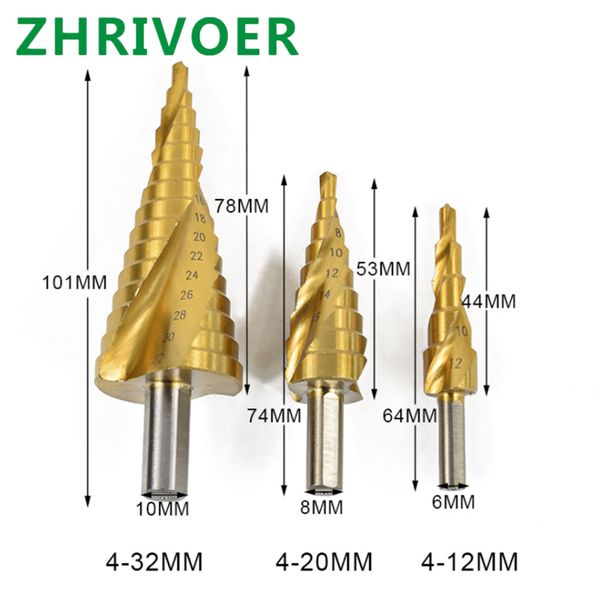 

triangular handle spiral groove step drill triangular handle step drill pagoda multifunctional bit 4-32mm