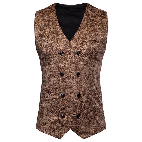 

leopard mens suit vests sleeveless casual mens outerwear with button male clothing, Black;white