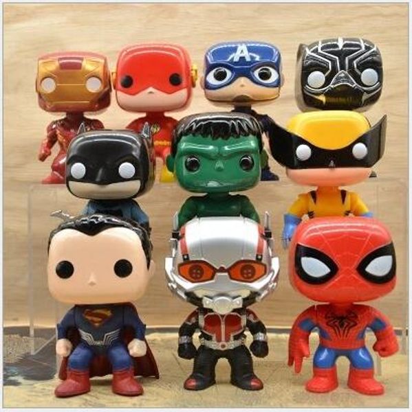 

funko pop 10pcs/set dc justice action figures league marvel avengers super hero characters model captain action toy figures for children