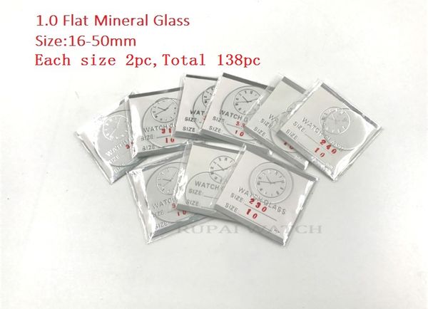 

wholesale 138cs 1.0mm thick flat mineral watch glass select size from 16mm to 50mm for watchmakers and watch repair