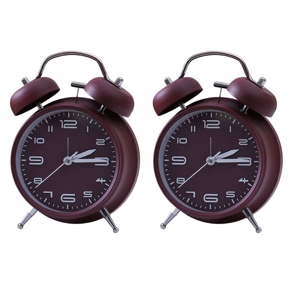 

2pcs wind up mechnical alarm clock analog mechanical bell alarm clock-wine