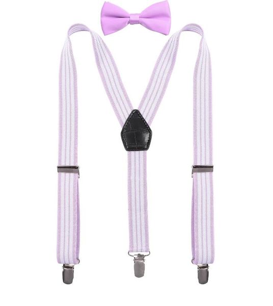 

deobox boy's suspenders and bow tie set elastic, Black