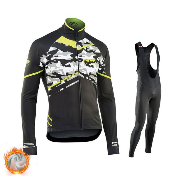 

northwave men winter thermal cycling jersey set warm jacket outdoor sports mtb bicycle sport cycling clothing, Black;red
