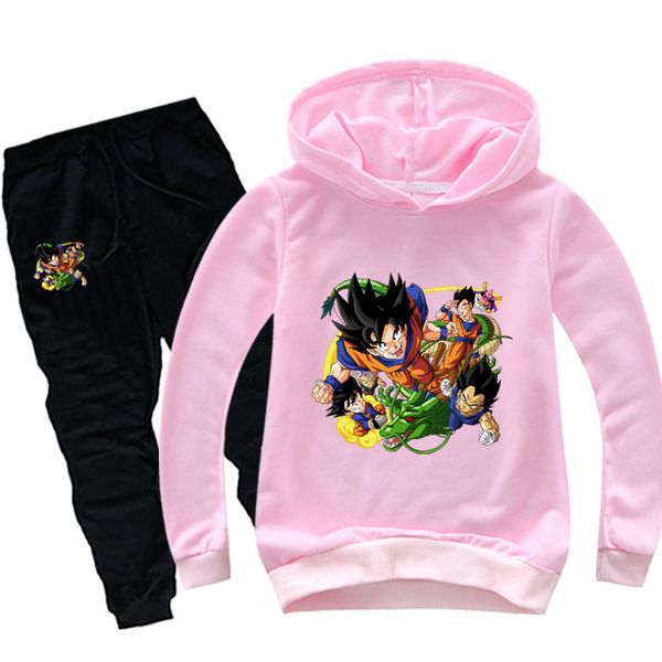 

spring new style hooded active boys girl clothes cartoon printing children's clothing set q005, White