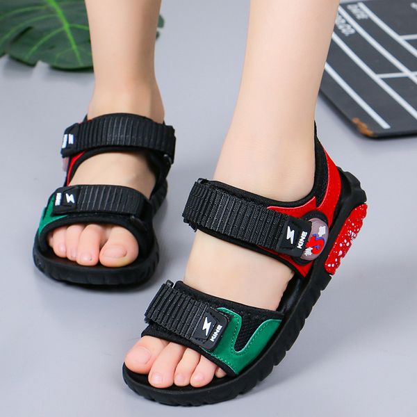 

2019 brand summer beach sandals kids boys beach sandals soft leather casual sport shoes for big boys teenage euro size 27-37 t200411, Black;red