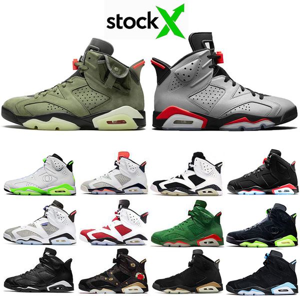 

new brand travis scotts x 6 medium olive 6s men basketball shoes og yellow cactus jack unc reflective bugs bunny outdoor trainers sneakers, White;red