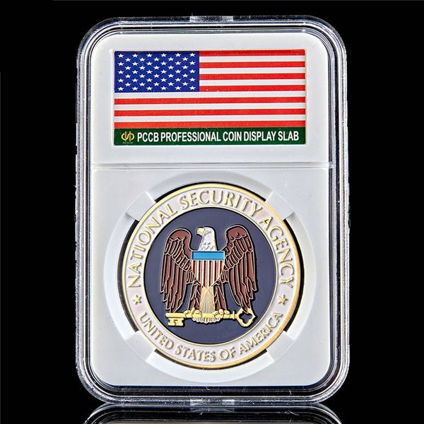 

us army gold eagle coin national security agency washington.d.c eagle 1oz gold plated challenge coin w/pccb box