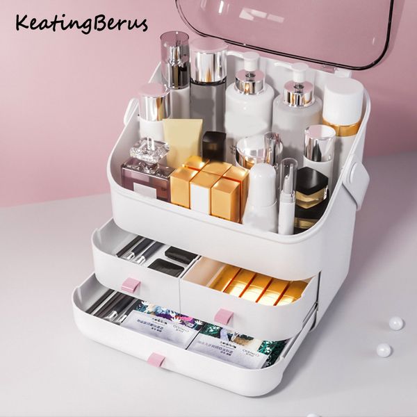 

women multilayer storage box portable pretty suitcase large capacity professional makeup organizer fashion toiletry cosmetic bag