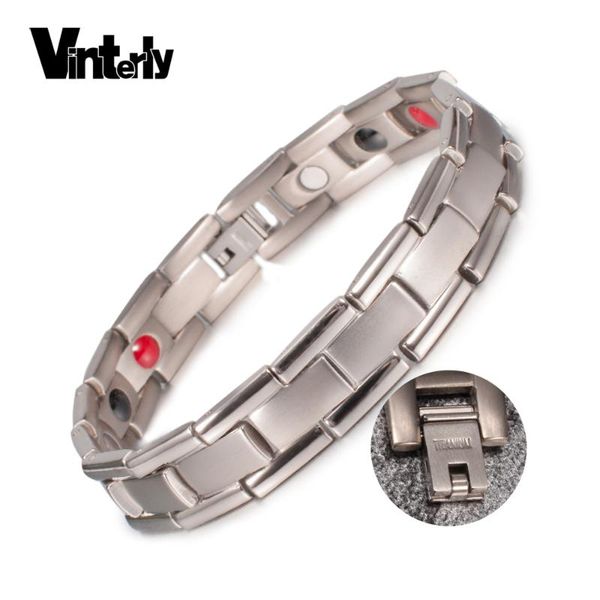 

vinterly pure titanium magnetic bracelet mens chain link energy germanium men bangle bracelet trendy charm for men 2020, Black